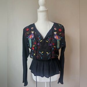 Embroidered Black Women's Top
